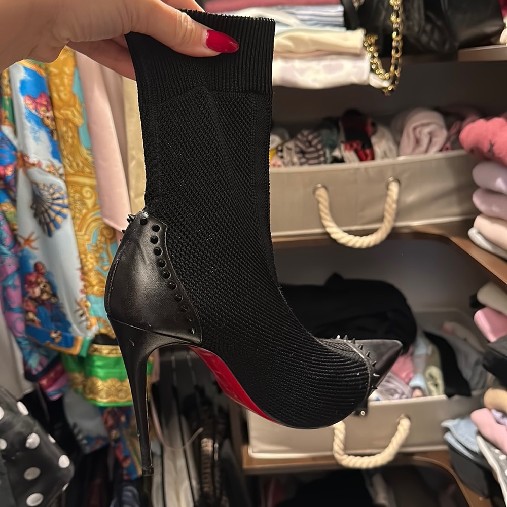 Black stud sock bootie